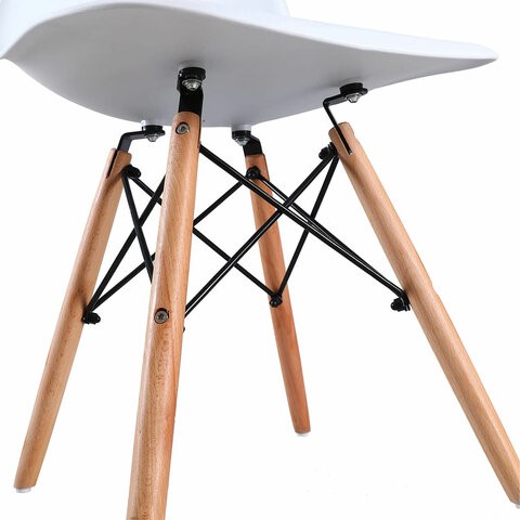 Комплект обеденных стульев 4 шт. BRABIX "Eames CF-010", пластик белый, опоры дерево/металл, 532630, 2033A в Петрозаводске - изображение 18