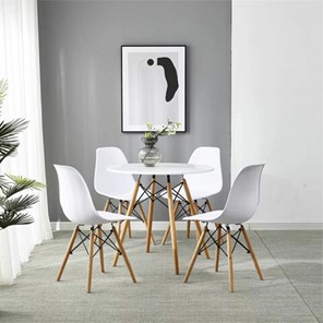Комплект обеденных стульев 4 шт. BRABIX "Eames CF-010", пластик белый, опоры дерево/металл, 532630, 2033A в Петрозаводске - предосмотр 7