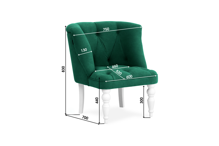 Мягкое кресло Бриджит зеленый ножки белые в Петрозаводске - изображение 3