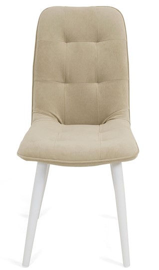 Обеденный стул Бакарди, ноги белые круглые R38/велюр T170 Бежевый в Петрозаводске - изображение 1