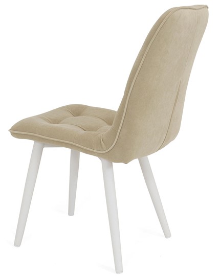 Обеденный стул Бакарди, ноги белые круглые R38/велюр T170 Бежевый в Петрозаводске - изображение 3