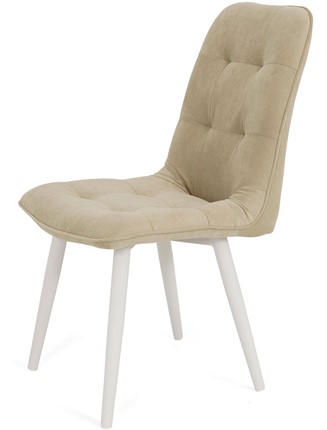 Обеденный стул Бакарди, ноги белые круглые R38/велюр T170 Бежевый в Петрозаводске - изображение