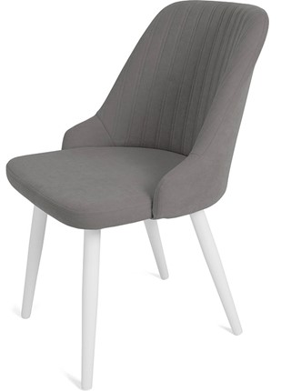 Обеденный стул Даниэлла, ноги белые круглые XXL (R38)/велюр T180 Светло-серый в Петрозаводске - изображение