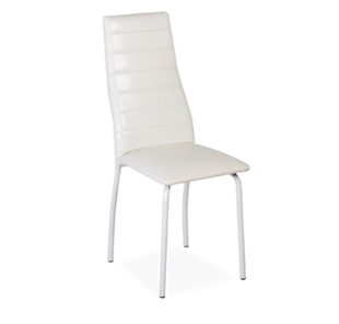 Обеденный стул Волна, прошивка горизонтально, каркас металл белый, Аттика белый в Петрозаводске