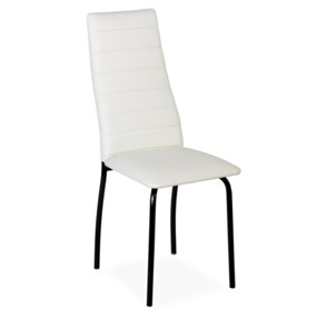 Обеденный стул Волна, прошивка горизонтально, каркас металл черный, экотекс белый в Петрозаводске