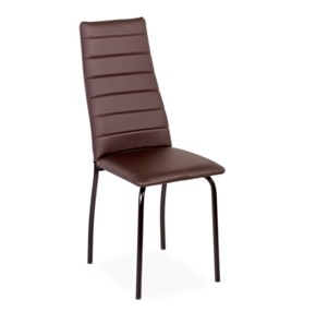 Обеденный стул Волна, прошивка горизонтально, каркас металл черный, экотекс шоколад в Петрозаводске