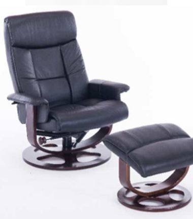 Офисное кресло J6011 для релаксации нат. кожа / дерево, черный в Петрозаводске - изображение