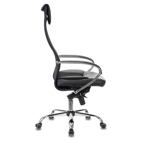 Кресло офисное Brabix Premium Stalker EX-609 PRO (хром, мультиблок, ткань-сетка/экокожа, черное) 532416 в Петрозаводске - изображение 1