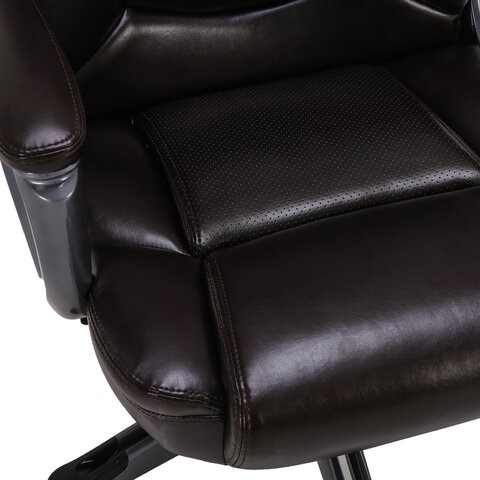 Кресло компьютерное Brabix Premium Favorite EX-577 (пружинный блок, рециклир. кожа, коричневое) 531936 в Петрозаводске - изображение 7