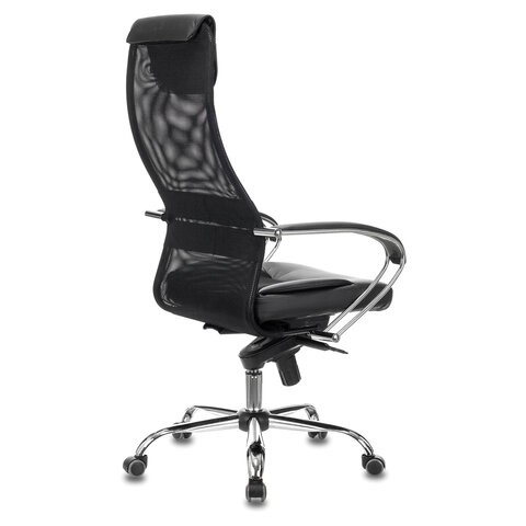 Кресло офисное Brabix Premium Stalker EX-609 PRO (хром, мультиблок, ткань-сетка/экокожа, черное) 532416 в Петрозаводске - изображение 2