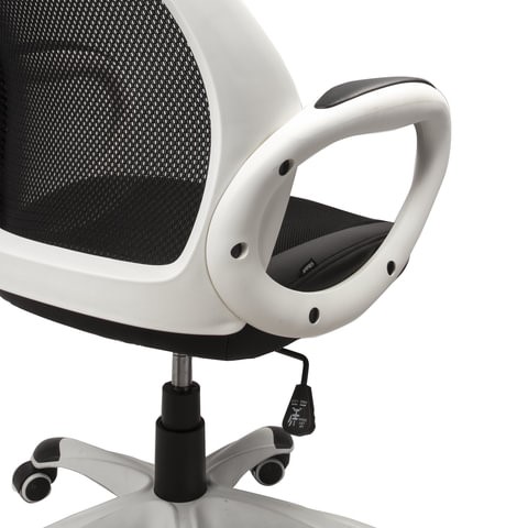 Кресло компьютерное Brabix Premium Genesis EX-517 (пластик белый, ткань/экокожа/сетка черная) в Петрозаводске - изображение 4