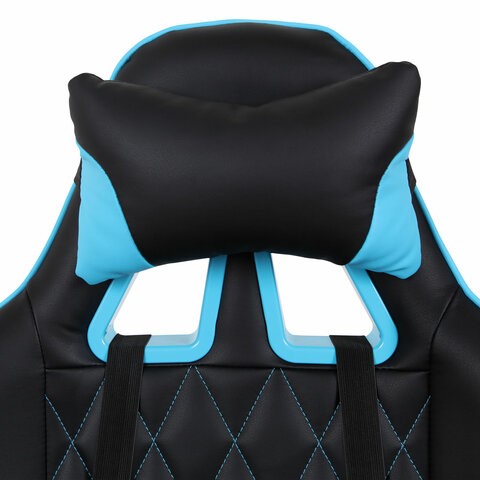 Кресло Brabix GT Master GM-110 (две подушки, экокожа, черное/голубое) в Петрозаводске - изображение 5