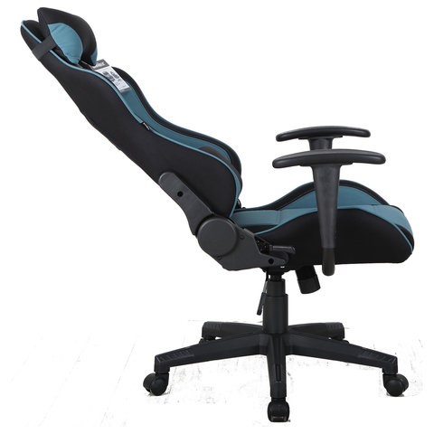 Кресло компьютерное Brabix GT Racer GM-100 (две подушки, ткань, черное/голубое) в Петрозаводске - изображение 3