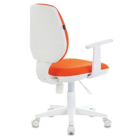 Компьютерное кресло Brabix Fancy MG-201W (с подлокотниками, пластик белый, оранжевое) в Петрозаводске - изображение 2