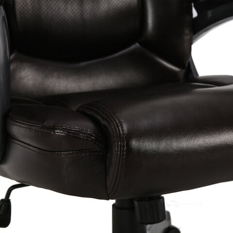 Кресло компьютерное Brabix Premium Favorite EX-577 (пружинный блок, рециклир. кожа, коричневое) 531936 в Петрозаводске - изображение 8