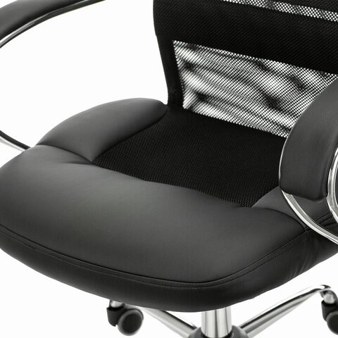 Компьютерное кресло Brabix Premium Stalker EX-608 CH (хром, ткань-сетка/кожзам, черное) в Петрозаводске - изображение 5