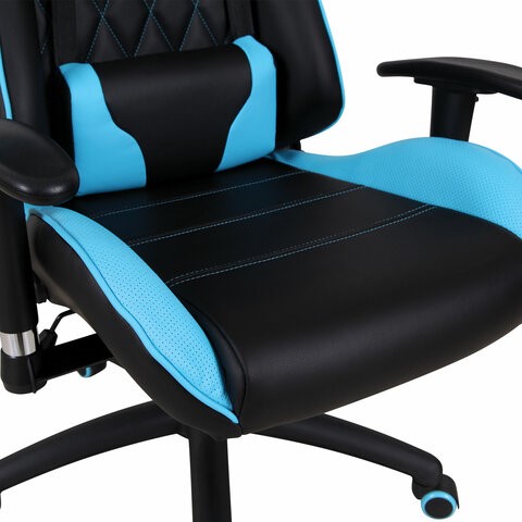 Кресло Brabix GT Master GM-110 (две подушки, экокожа, черное/голубое) в Петрозаводске - изображение 8