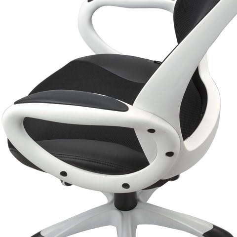 Кресло компьютерное Brabix Premium Genesis EX-517 (пластик белый, ткань/экокожа/сетка черная) в Петрозаводске - изображение 5