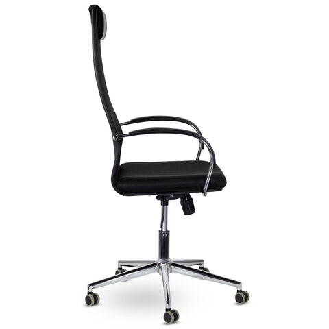 Кресло офисное Brabix Premium Pilot EX-610 CH (хром, ткань-сетка, черное) в Петрозаводске - изображение 1
