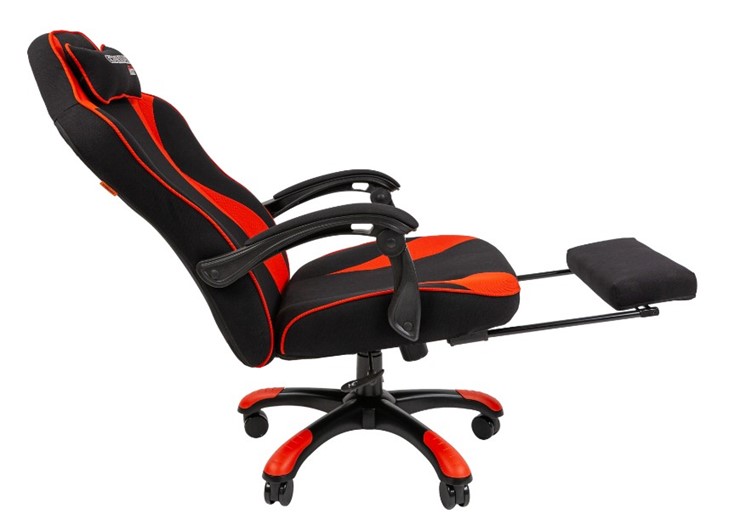 Игровое кресло CHAIRMAN GAME 35 с выдвижной подставкой для ног Ткань  черная / Ткань красная в Петрозаводске - изображение 4