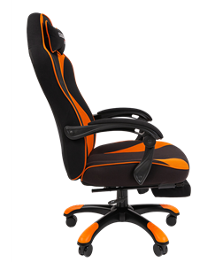 Игровое кресло CHAIRMAN GAME 35 с выдвижной подставкой для ног Ткань черная / Ткань оранжевая в Петрозаводске - предосмотр 2