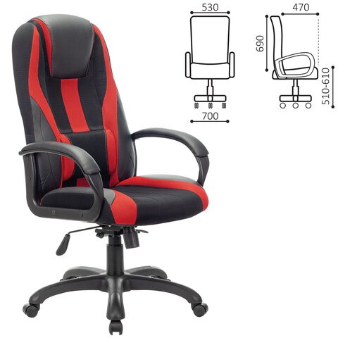 Компьютерное кресло Brabix Premium Rapid GM-102 (экокожа/ткань, черное/красное) 532107 в Петрозаводске - изображение 3