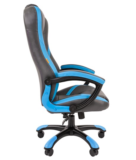 Офисное кресло CHAIRMAN GAME 22 эко кожа, серый/голубой в Петрозаводске - изображение 2