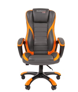 Кресло компьютерное CHAIRMAN GAME 22 эко кожа, серый/оранжевый в Петрозаводске - предосмотр 3