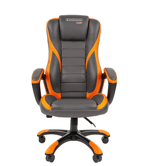 Кресло компьютерное CHAIRMAN GAME 22 эко кожа, серый/оранжевый в Петрозаводске - изображение 3