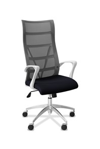 Кресло для руководителя Топ X белый каркас, сетка/ткань TW / серая/черная в Петрозаводске - предосмотр