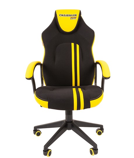 Кресло игровое CHAIRMAN GAME 26  Экокожа - Ткань стандарт. Черный/желтый в Петрозаводске - изображение 2