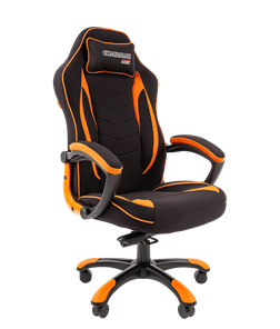 Кресло игровое CHAIRMAN GAME 28 Полиэстер комбинированная ткань оранжевый/черный в Петрозаводске - предосмотр 1