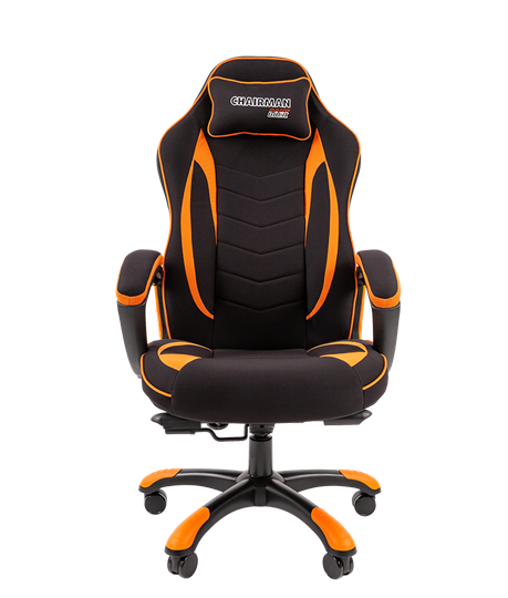 Кресло игровое CHAIRMAN GAME 28 Полиэстер комбинированная ткань оранжевый/черный в Петрозаводске - изображение 2