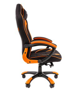 Кресло игровое CHAIRMAN GAME 28 Полиэстер комбинированная ткань оранжевый/черный в Петрозаводске - предосмотр 3