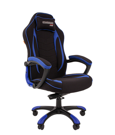 Кресло игровое CHAIRMAN GAME 28 Полиэстер комбинированная ткань синий/черный в Петрозаводске - изображение