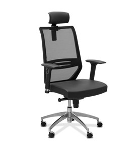 Кресло офисное Aero lux с подголовником, сетка/ткань TW / черная/черная в Петрозаводске