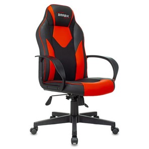 Офисное кресло BRABIX "Game GM-017", экокожа/ткань, черное/красное, 532642, GM-017_532642 в Петрозаводске
