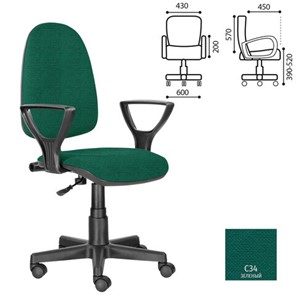 Кресло офисное Brabix Prestige Ergo MG-311 (регулируемая эргономичная спинка, ткань,черно-зеленое) 532421 в Петрозаводске - предосмотр 3