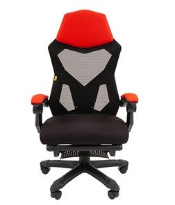 Компьютерное кресло CHAIRMAN 571 с подставкой для ног , сетчатый акрил / полиэстер черный/красный в Петрозаводске - предосмотр 1
