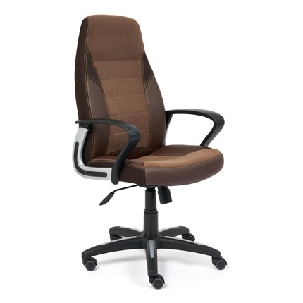 Компьютерное кресло INTER кож/зам/флок/ткань, коричневый, 36-36/6/TW-24 арт.15028 в Петрозаводске - изображение