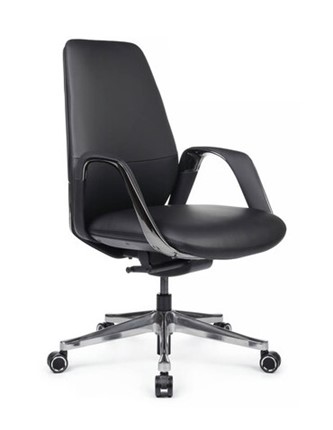 Кресло в офис Napoli-M (YZPN-YR021), черная кожа в Петрозаводске - изображение