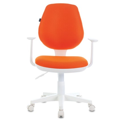 Компьютерное кресло Brabix Fancy MG-201W (с подлокотниками, пластик белый, оранжевое) в Петрозаводске - изображение