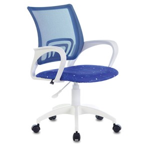 Компьютерное кресло Brabix Fly MG-396W (с подлокотниками, пластик белый, сетка, темно-синее с рисунком "Space") 532405 в Петрозаводске - предосмотр