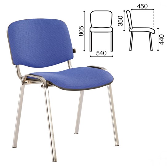 Офисный стул Brabix Iso CF-001 (хромированный каркас, ткань синяя с черным) 531422 в Петрозаводске - изображение 2