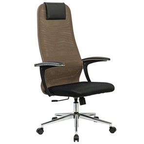 Офисный стул BRABIX PREMIUM "Ultimate EX-801" хром, плотная двойная сетка Х2, черное/коричневое, 532920 в Петрозаводске