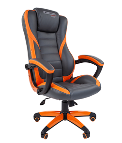 Кресло компьютерное CHAIRMAN GAME 22 эко кожа, серый/оранжевый в Петрозаводске - предосмотр