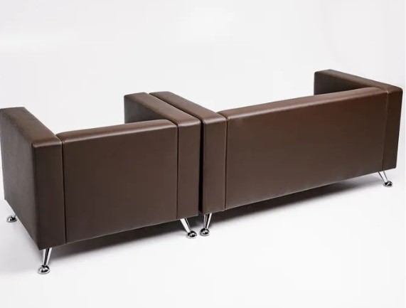Комплект мебели Альбиони коричневый кожзам  диван 2Д + кресло в Петрозаводске - изображение 5