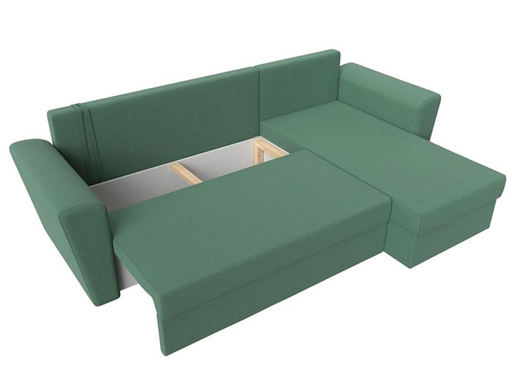 Угловой диван для гостиной Амстердам Лайт, Амур зеленый (рогожка) в Петрозаводске - изображение 1