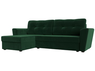 Угловой диван с оттоманкой Амстердам Лайт, Зеленый (велюр) в Петрозаводске - предосмотр