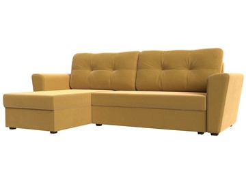 Угловой диван с оттоманкой Амстердам Лайт, Желтый (микровельвет) в Петрозаводске - предосмотр